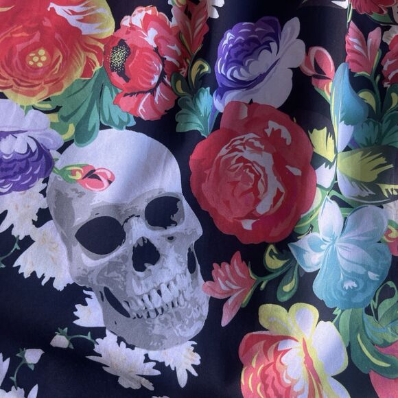 Iron Fist Roaming Hearts Skull Dress Womens Medium Whimsygoth Floral Bow V-neck - Picture 3 of 14